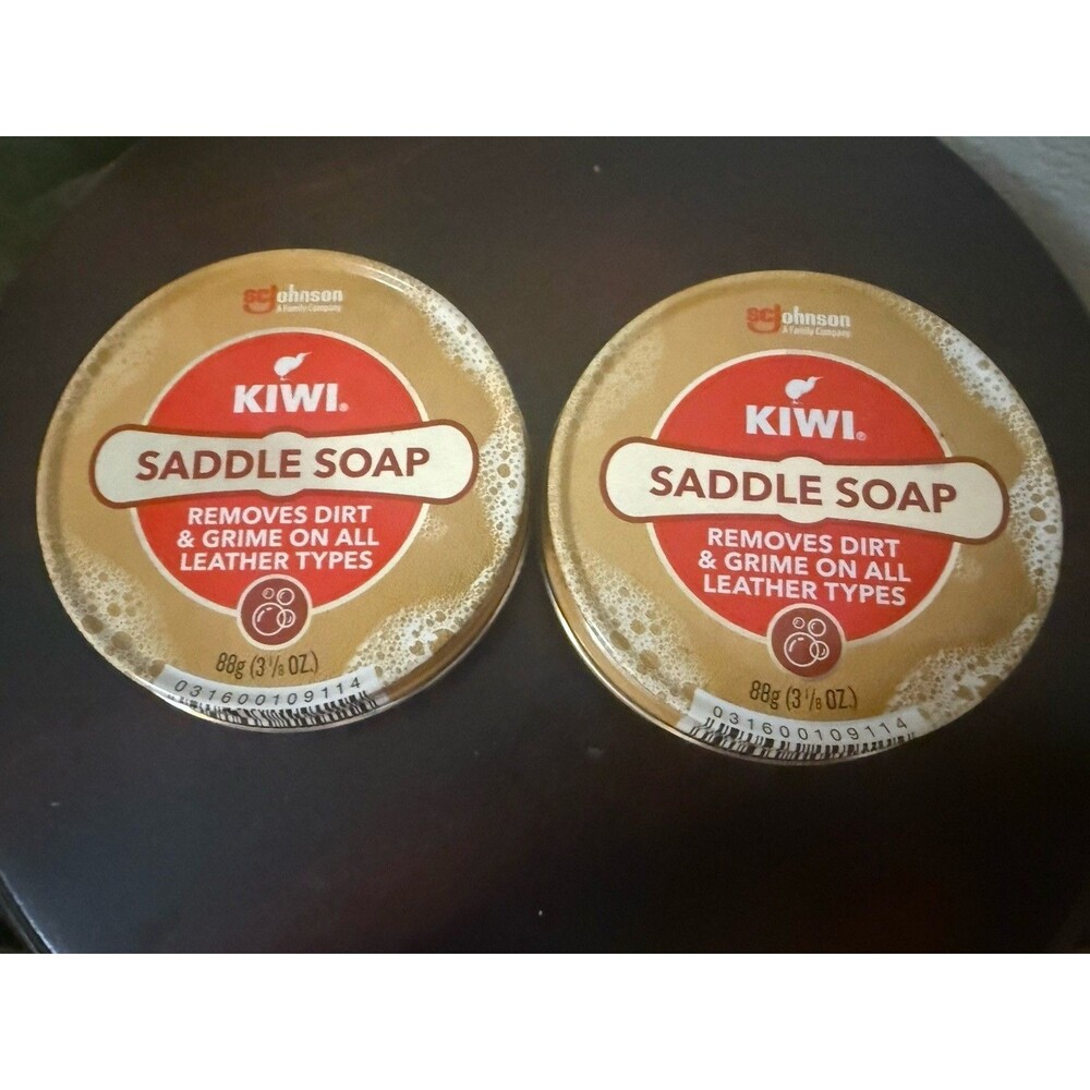 2 Cans Kiwi Outdoor Saddle Soap  3 1/8 oz. Paste No Scent For All Leather Types